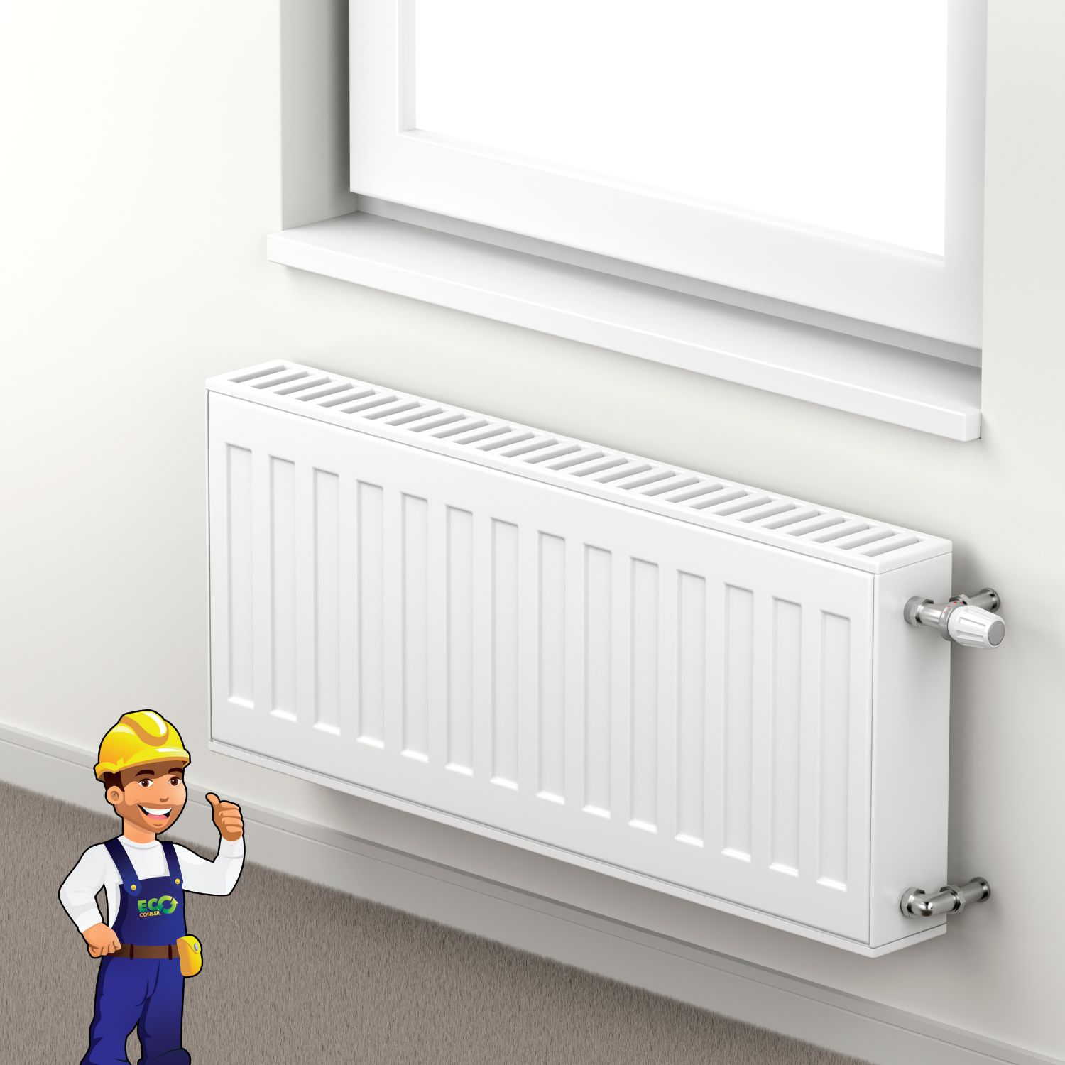 Radiateur de chauffage central installé sous une fenêtre